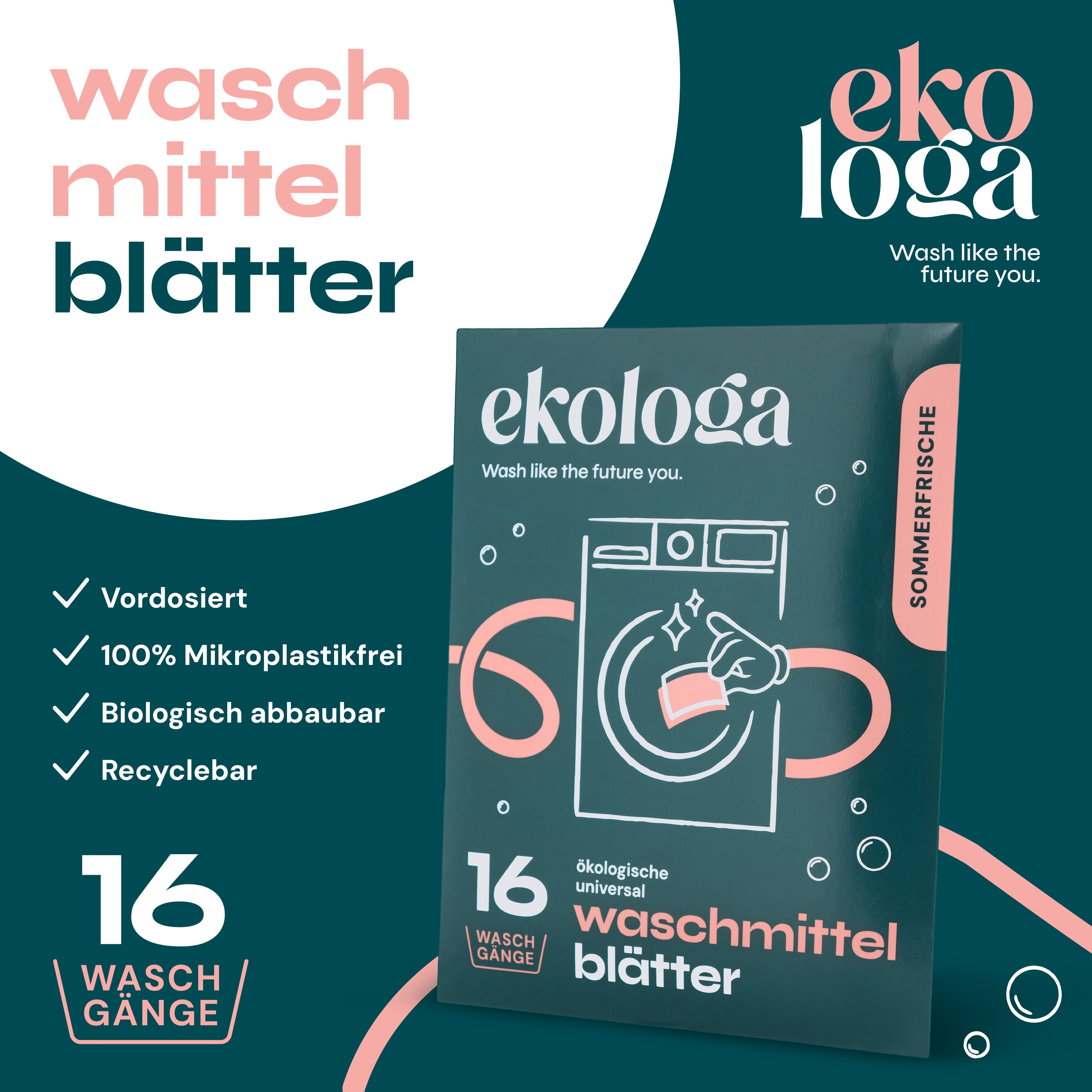 Umweltfreundliche Waschmittelblätter Probepack (16 Waschgänge)