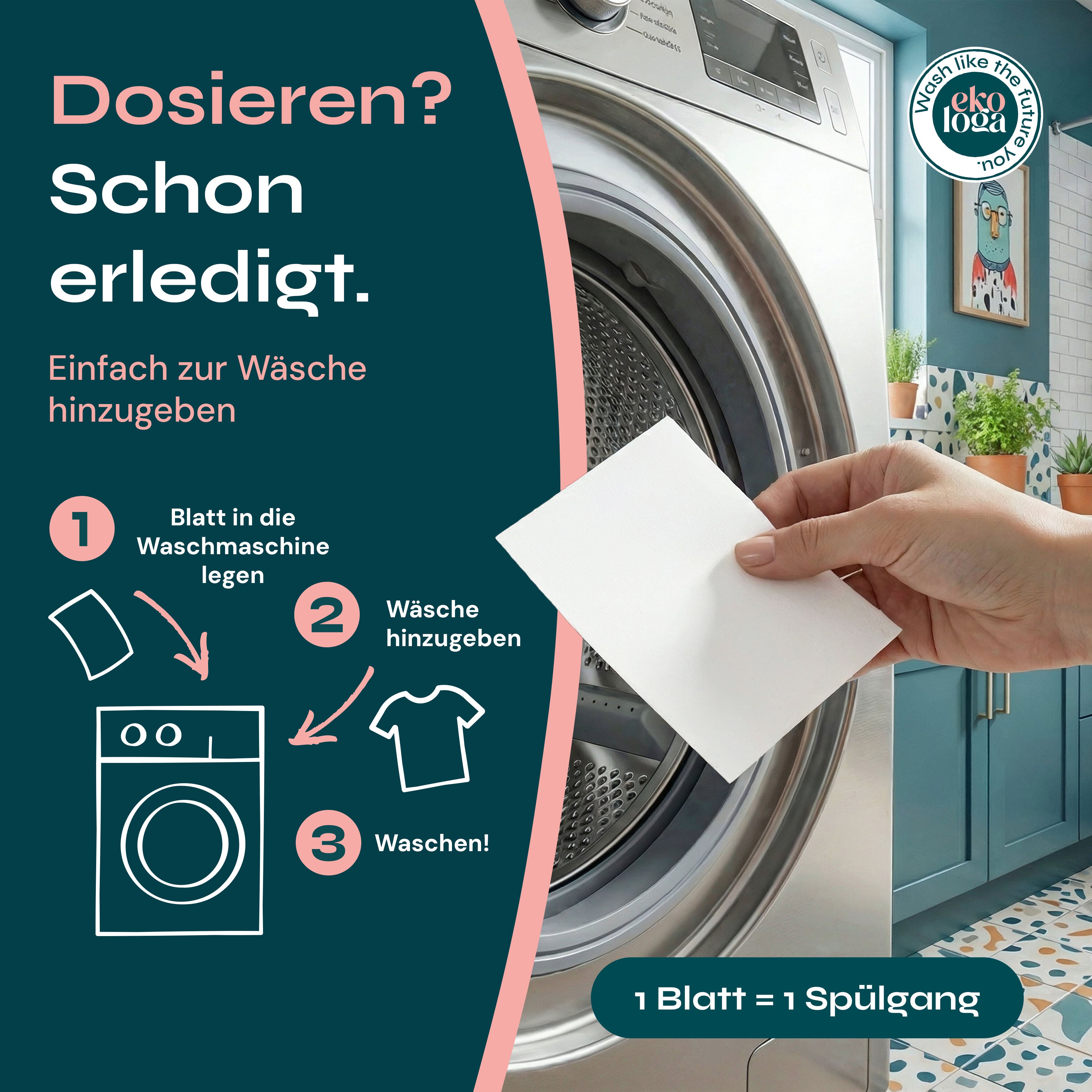 Umweltfreundliche Waschmittelblätter (64 Waschgänge mit Handseife)