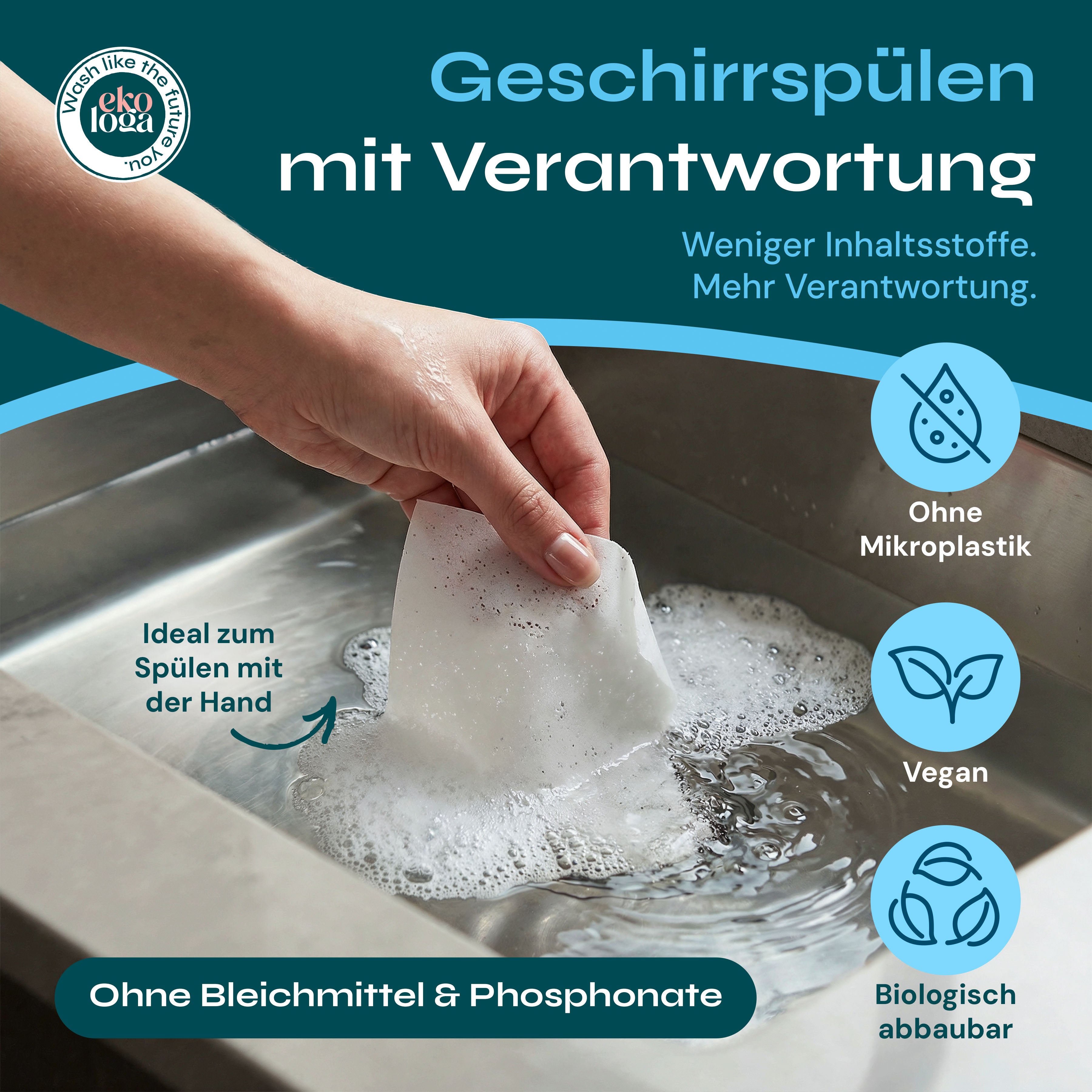 Nachhaltige Spülmittelblätter (72 Spülgänge)