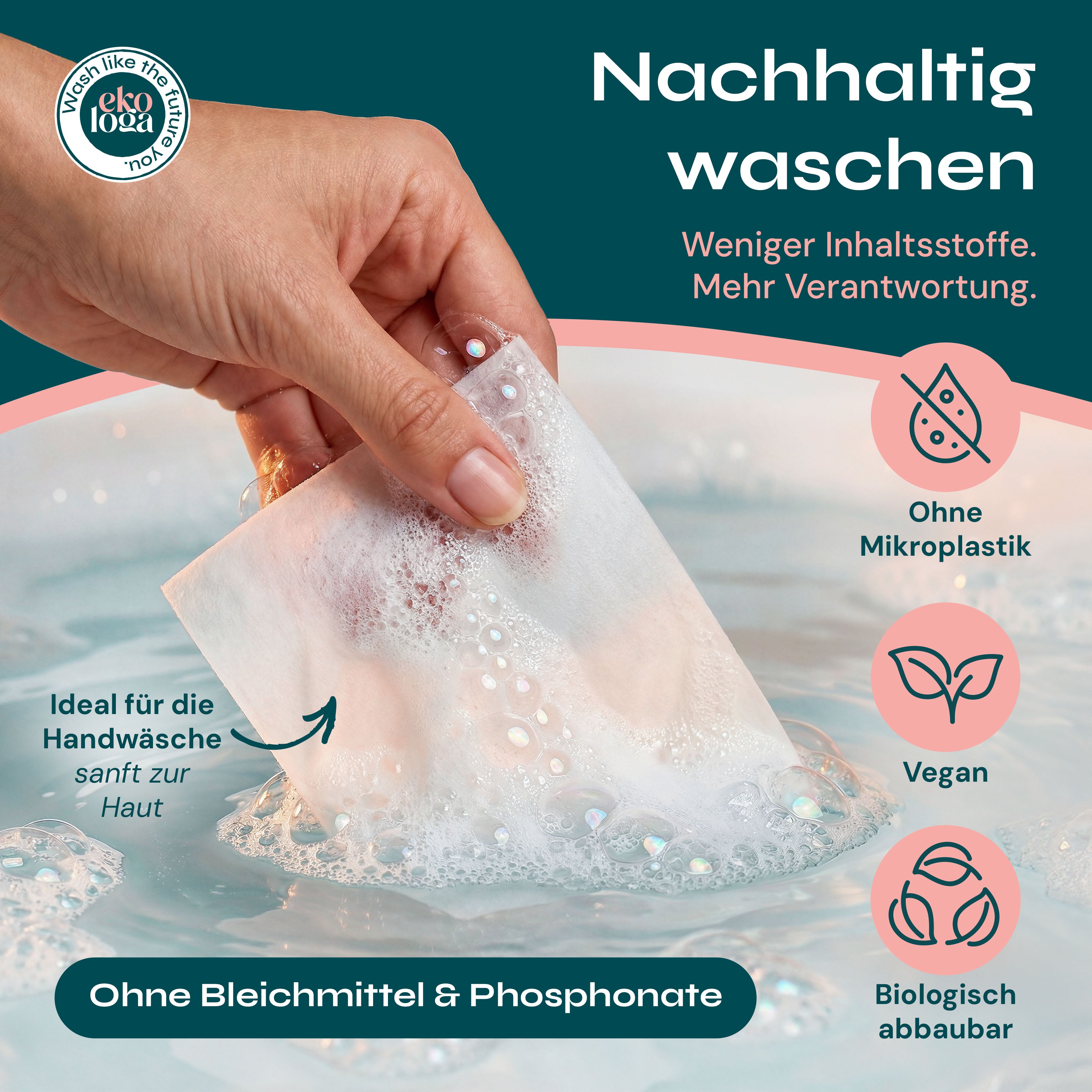 Umweltfreundliche Waschmittelblätter (64 Waschgänge mit Handseife)