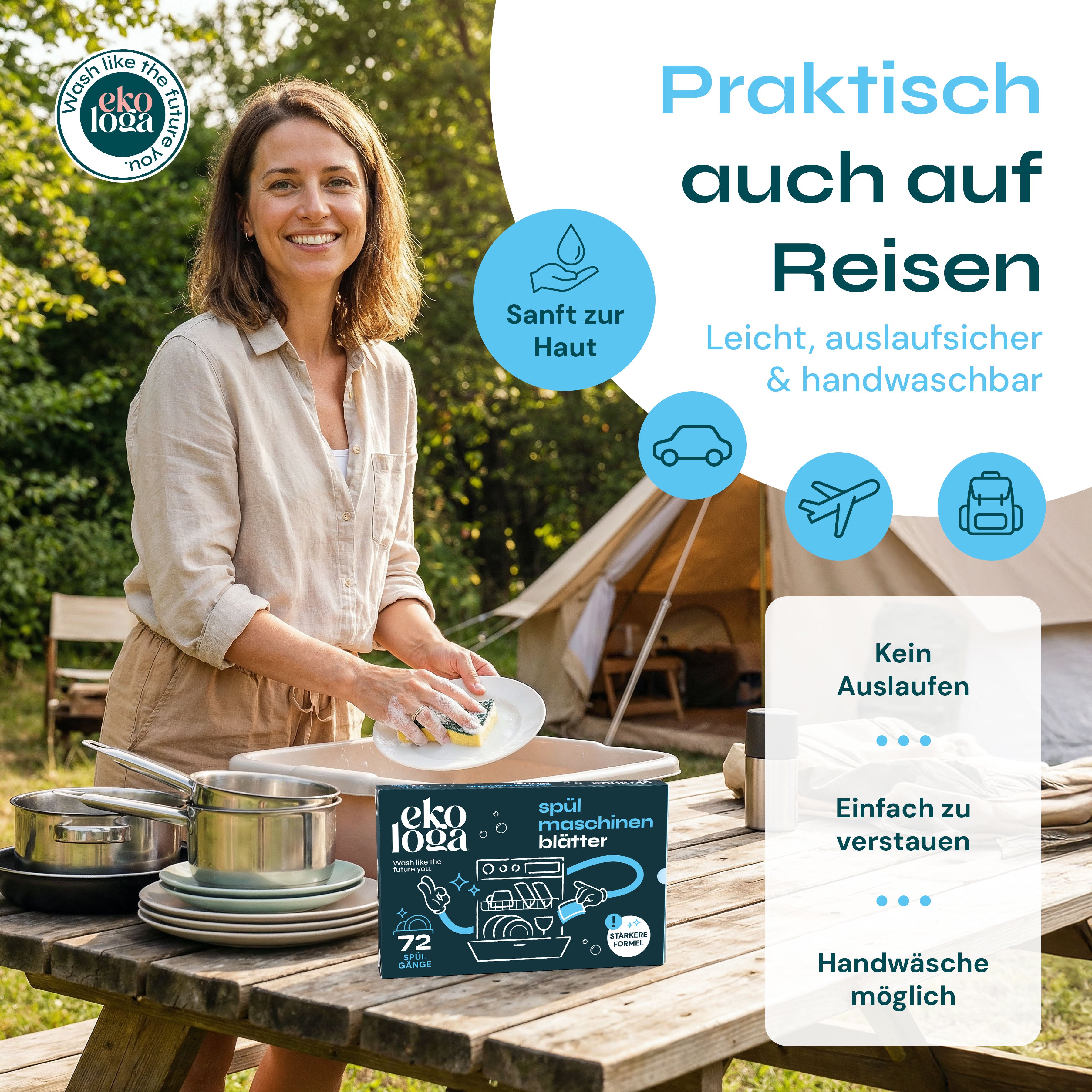 Nachhaltige Spülmittelblätter (72 Spülgänge)