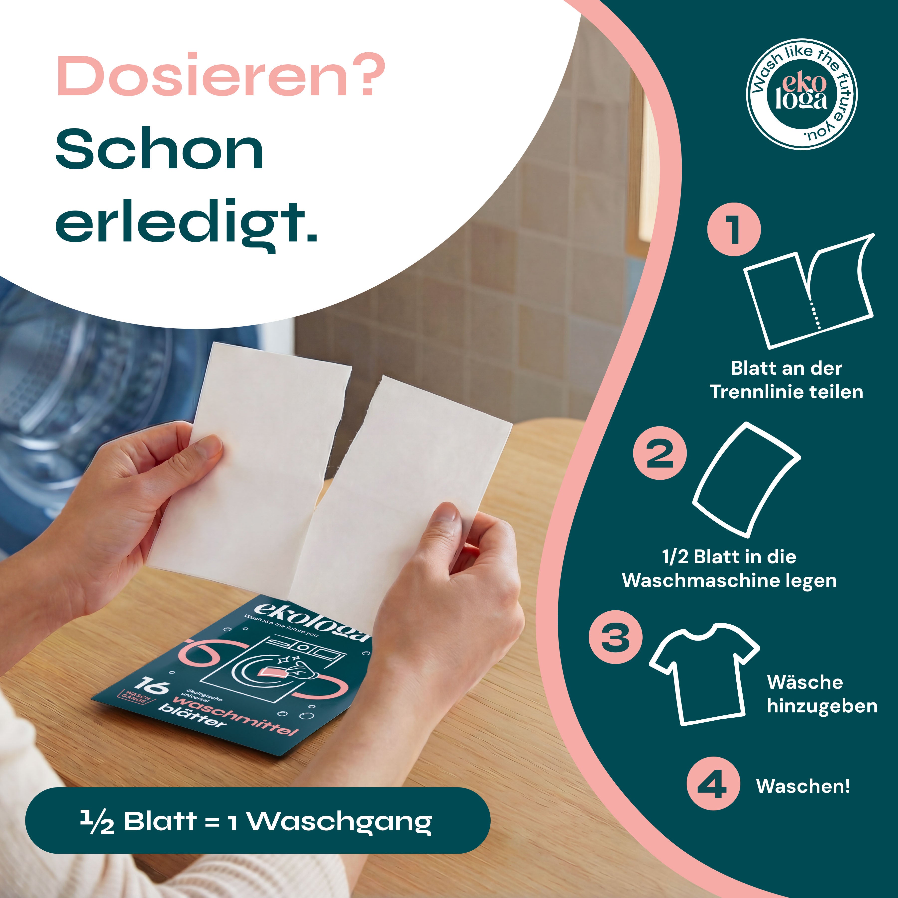 Umweltfreundliche Waschmittelblätter Probepack (16 Waschgänge)