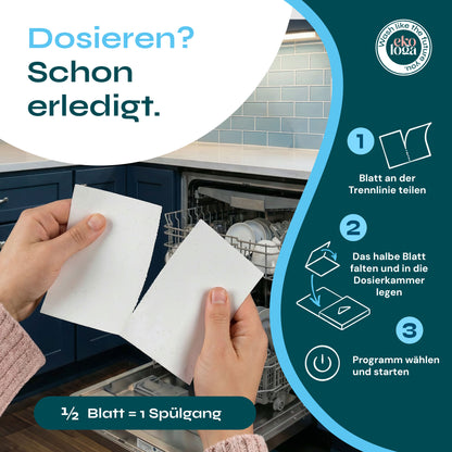 Nachhaltige Spülmittelblätter (72 Spülgänge)