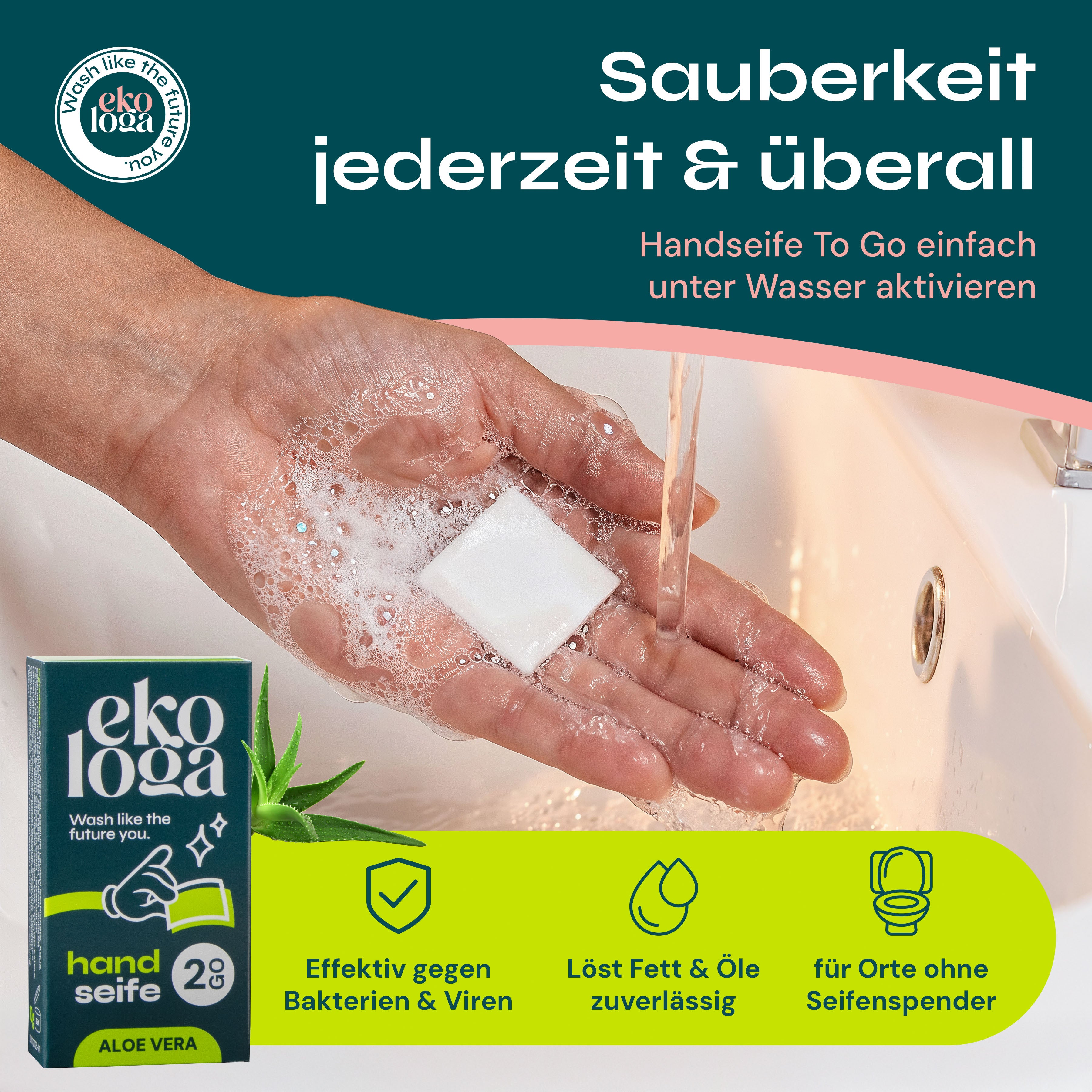 Umweltfreundliche Waschmittelblätter (64 Waschgänge mit Handseife)