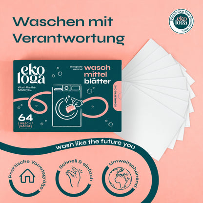 Umweltfreundliche Waschmittelblätter (64 Waschgänge)