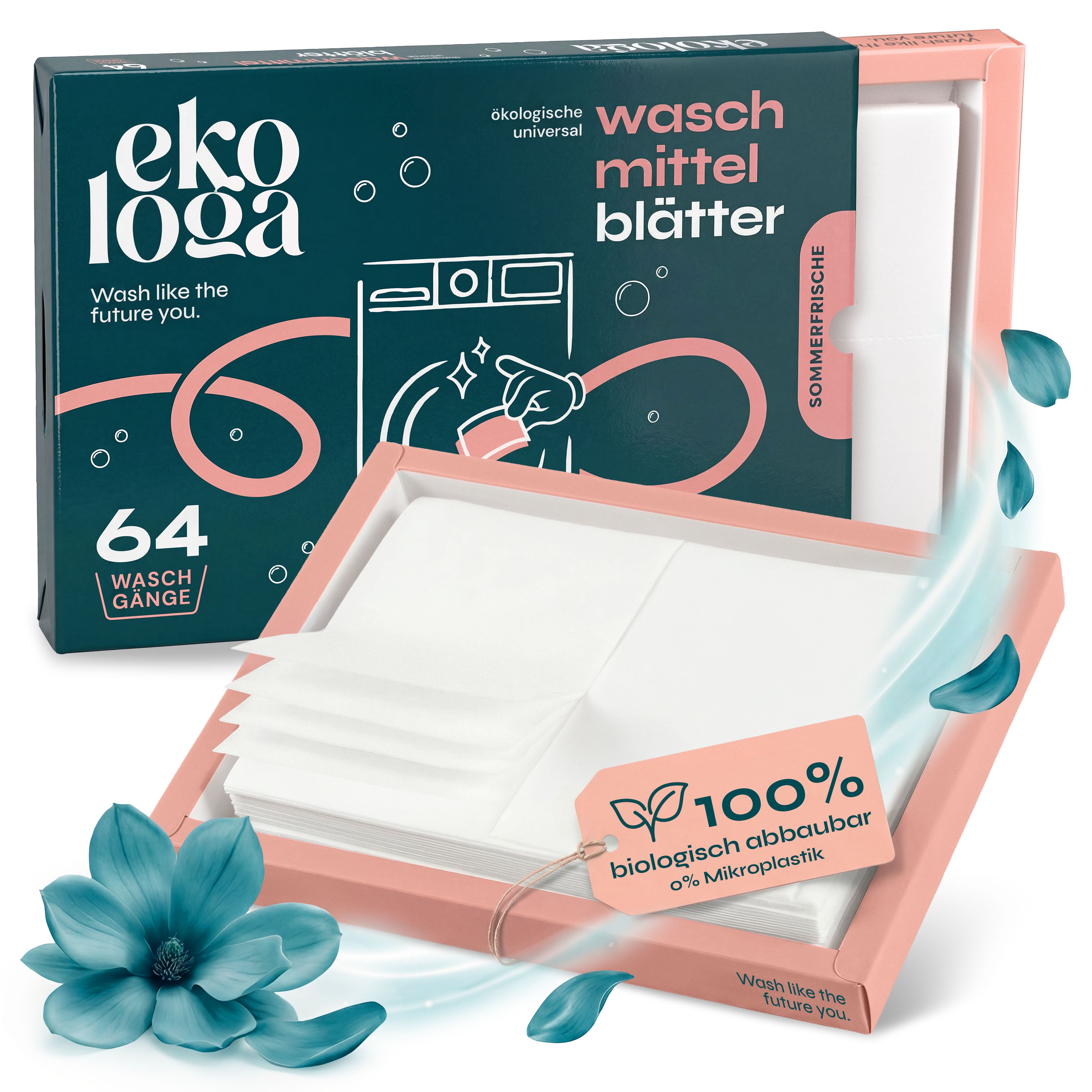 Umweltfreundliche Waschmittelblätter (64 Waschgänge)