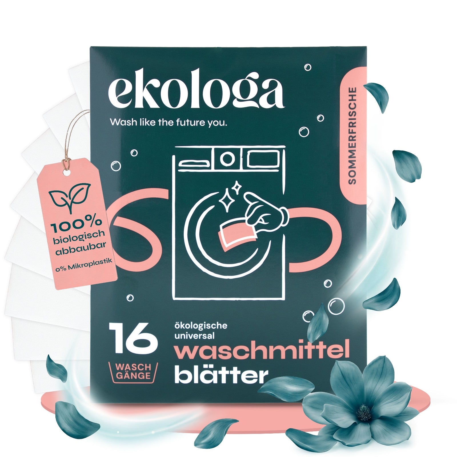 Ekologa Waschmittelblätter Probepack, 16 Waschgänge — Produktfoto